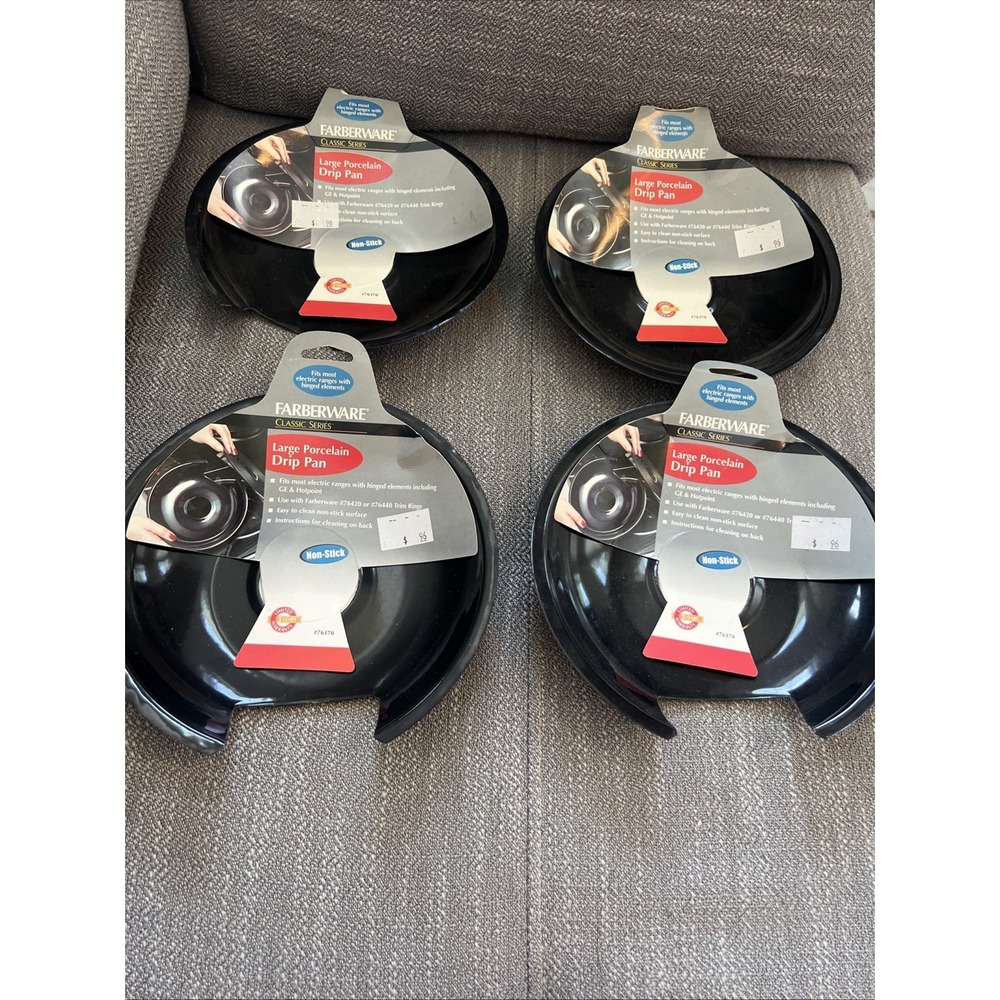 Farberware NEW Large Porcelain Set of 4 Drip Pans Non Stick 76370 Classic Series
